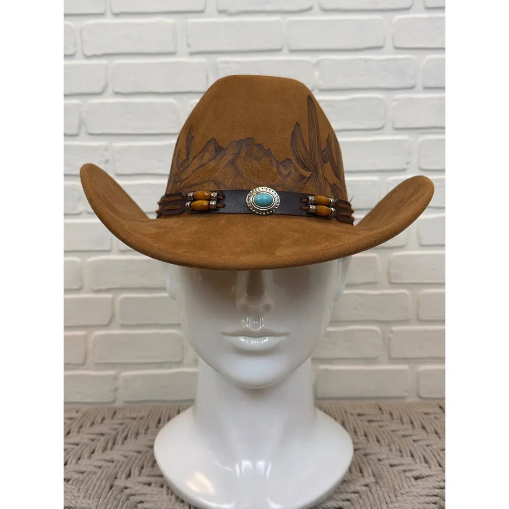 Sun Kissed Fedoras Cowgirl Hat Rust Hand-Painted Desert Western One Size